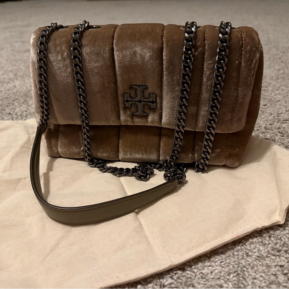 Tory Burch Velvet Shoulder Bag with Chain Strap
